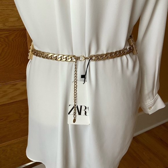 ZARA Heavy Gold Tone Webbed Chain Belt OS - Picture 11 of 15